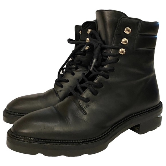 Alexander Wang Andy Hiker Leather Booties Silver-Tone Hardware Black Size 41 - Picture 6 of 16